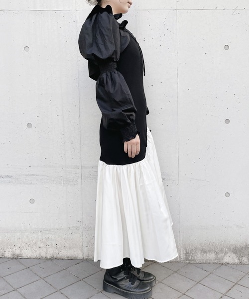 lilLilly（リルリリー）の「アシンメトリーリブキャミドレス（ワンピース・レディース・アイボリー/ブラック/ブルー・FREE）」の17枚目の写真