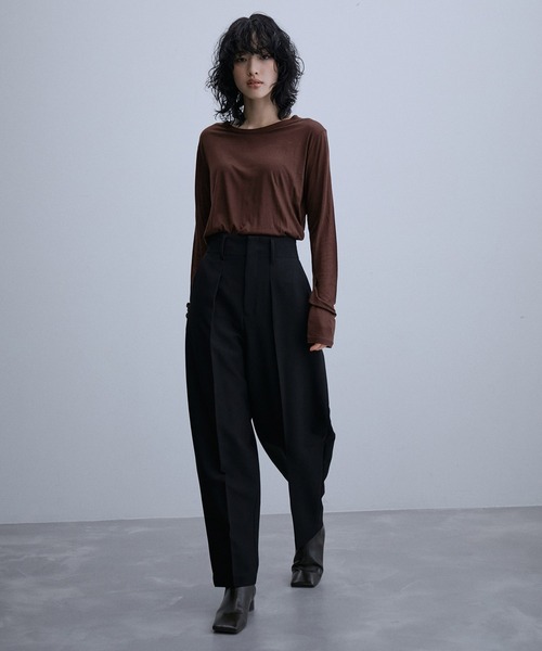 ベースレンジ　リブカットソー　ブラック BASERANGE ベースレンジ Tシャツ SHAW LONG SLEEVE FSHL RIB 000