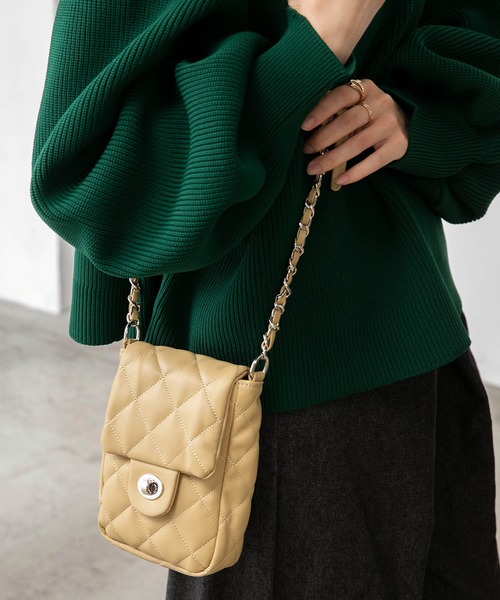 BONLECILL（ボンルシール）の「キルティング チェーンミニショルダーバッグ（ショルダーバッグ・レディース・ブラック/ベージュ/ブラウン/キャメル・FREE）」の10枚目の写真
