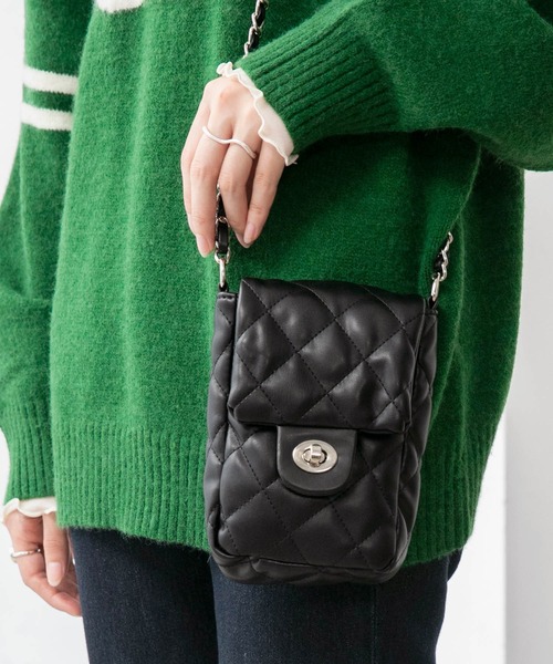 BONLECILL（ボンルシール）の「キルティング チェーンミニショルダーバッグ（ショルダーバッグ・レディース・ブラック/ベージュ/ブラウン/キャメル・FREE）」の11枚目の写真