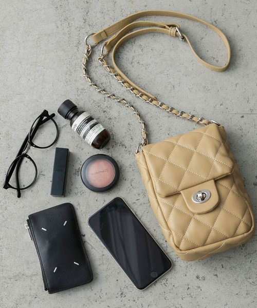 BONLECILL（ボンルシール）の「キルティング チェーンミニショルダーバッグ（ショルダーバッグ・レディース・ブラック/ベージュ/ブラウン/キャメル・FREE）」の13枚目の写真