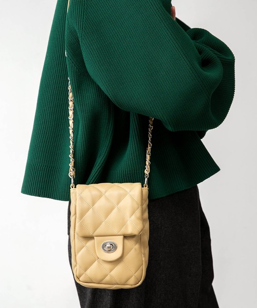 BONLECILL（ボンルシール）の「キルティング チェーンミニショルダーバッグ（ショルダーバッグ・レディース・ブラック/ベージュ/ブラウン/キャメル・FREE）」の7枚目の写真