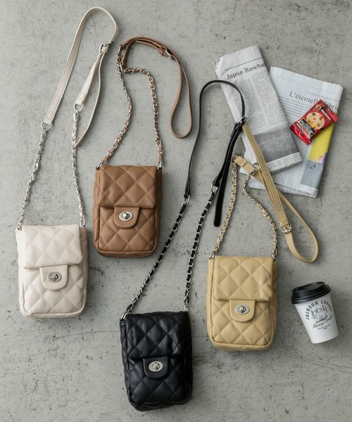 BONLECILL（ボンルシール）の「キルティング チェーンミニショルダーバッグ（ショルダーバッグ・レディース・ブラック/ベージュ/ブラウン/キャメル・FREE）」の20枚目の写真
