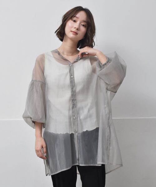 RETRO GIRL（レトロガール）の「袖バルーンオーガンジーBL（シャツ/ブラウス・レディース・ライトグレー/ブラウン/グリーン・FREE）」の8枚目の写真