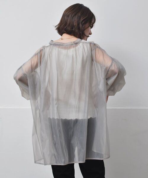 RETRO GIRL（レトロガール）の「袖バルーンオーガンジーBL（シャツ/ブラウス・レディース・ライトグレー/ブラウン/グリーン・FREE）」の10枚目の写真