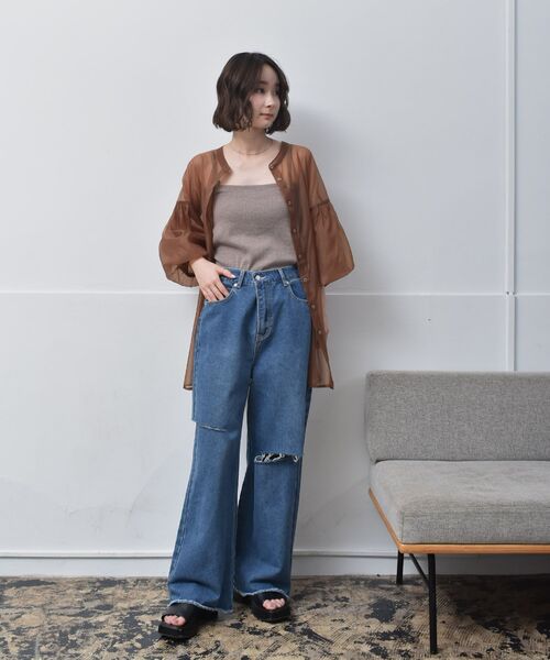 RETRO GIRL（レトロガール）の「袖バルーンオーガンジーBL（シャツ/ブラウス・レディース・ライトグレー/ブラウン/グリーン・FREE）」の14枚目の写真