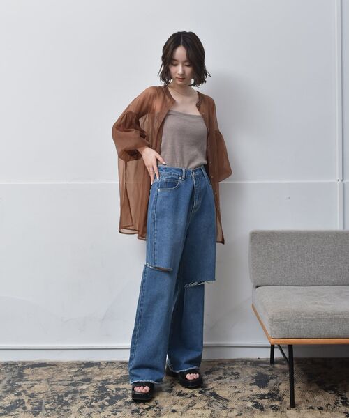 RETRO GIRL（レトロガール）の「袖バルーンオーガンジーBL（シャツ/ブラウス・レディース・ライトグレー/ブラウン/グリーン・FREE）」の15枚目の写真