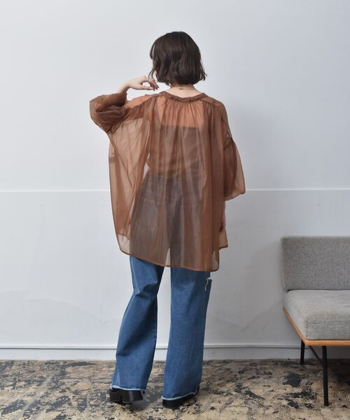 RETRO GIRL（レトロガール）の「袖バルーンオーガンジーBL（シャツ/ブラウス・レディース・ライトグレー/ブラウン/グリーン・FREE）」の16枚目の写真