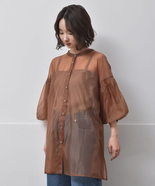 RETRO GIRL（レトロガール）の「袖バルーンオーガンジーBL（シャツ/ブラウス・レディース・ライトグレー/ブラウン/グリーン・FREE）」の17枚目の写真