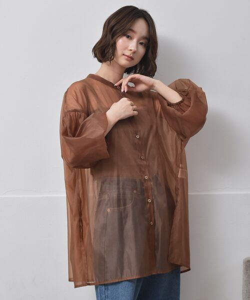 RETRO GIRL（レトロガール）の「袖バルーンオーガンジーBL（シャツ/ブラウス・レディース・ライトグレー/ブラウン/グリーン・FREE）」の18枚目の写真