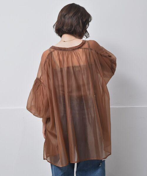 RETRO GIRL（レトロガール）の「袖バルーンオーガンジーBL（シャツ/ブラウス・レディース・ライトグレー/ブラウン/グリーン・FREE）」の19枚目の写真