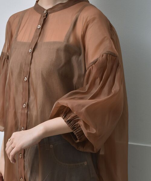 RETRO GIRL（レトロガール）の「袖バルーンオーガンジーBL（シャツ/ブラウス・レディース・ライトグレー/ブラウン/グリーン・FREE）」の21枚目の写真