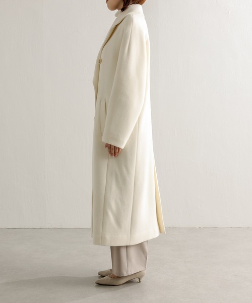 COLLAGE GALLARDAGALANTE（コラージュガリャルダガランテ）の「希少素材を使用した/タスマニアウール/エアリーロングチェスターコート（チェスターコート・レディース・ホワイト/グリーン・FREE）」の13枚目の写真