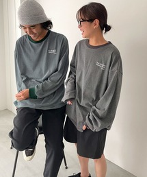 CANAL JEAN | RCW BLUE LABEL(ブルーレーベル) リンガー細ボーダー刺繍ロングTシャツ(Tシャツ/カットソー)