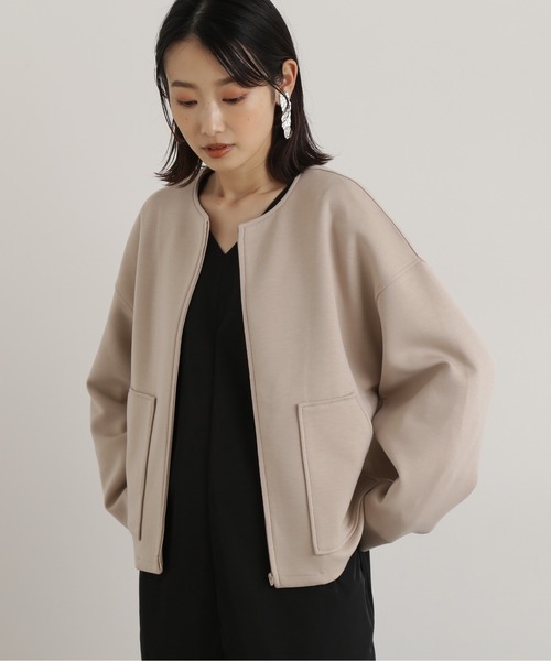 NATURAL BEAUTY BASIC（ナチュラルビューティーベーシック）の「フォルムカットブルゾン（ブルゾン・レディース・ブラック/ベージュ系その他2・SMALL/MEDIUM）」の13枚目の写真