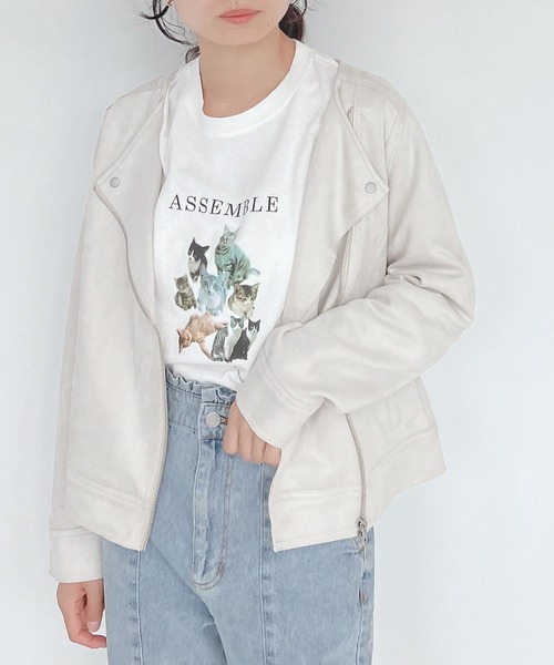 AS KNOW AS plus（アズノゥアズプラス）の「♪ポンチでライダースジャケット（ライダースジャケット・レディース・ブルー/アイボリー/モカ/スミクロ/ピンク/ライトブラウン・FREE）」の11枚目の写真