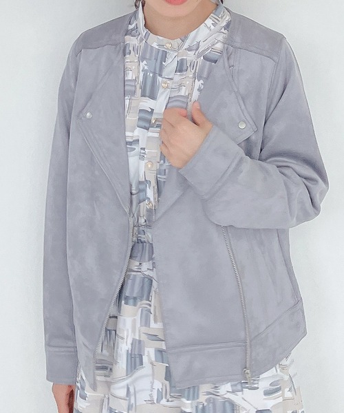 AS KNOW AS plus（アズノゥアズプラス）の「♪ポンチでライダースジャケット（ライダースジャケット・レディース・ブルー/アイボリー/モカ/スミクロ/ピンク/ライトブラウン・FREE）」の17枚目の写真