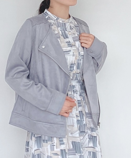 AS KNOW AS plus（アズノゥアズプラス）の「♪ポンチでライダースジャケット（ライダースジャケット・レディース・ブルー/アイボリー/モカ/スミクロ/ピンク/ライトブラウン・FREE）」の14枚目の写真