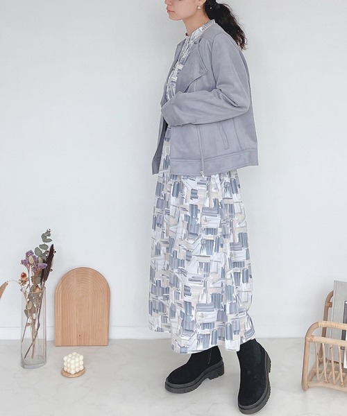 AS KNOW AS plus（アズノゥアズプラス）の「♪ポンチでライダースジャケット（ライダースジャケット・レディース・ブルー/アイボリー/モカ/スミクロ/ピンク/ライトブラウン・FREE）」の9枚目の写真