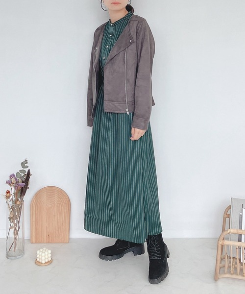 AS KNOW AS plus（アズノゥアズプラス）の「♪ポンチでライダースジャケット（ライダースジャケット・レディース・ブルー/アイボリー/モカ/スミクロ/ピンク/ライトブラウン・FREE）」の10枚目の写真