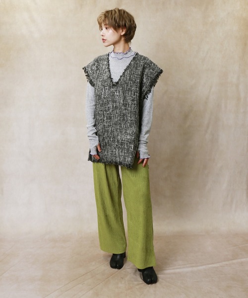 Lull（ルル）の「【Lull / ルル】フリンジツイードベスト（ベスト・レディース・アイボリー/ベージュ/ブラック・ONESIZE）」の15枚目の写真