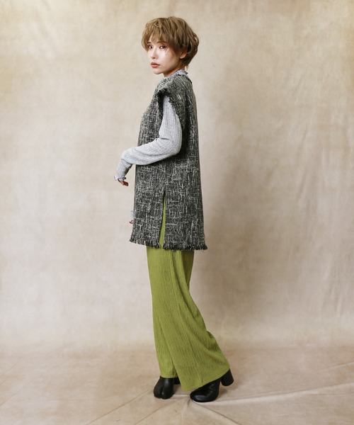 Lull（ルル）の「【Lull / ルル】フリンジツイードベスト（ベスト・レディース・アイボリー/ベージュ/ブラック・ONESIZE）」の5枚目の写真