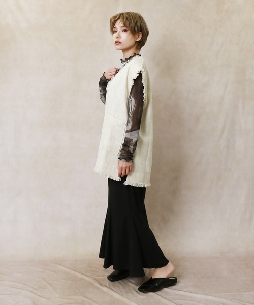 Lull（ルル）の「【Lull / ルル】フリンジツイードベスト（ベスト・レディース・アイボリー/ベージュ/ブラック・ONESIZE）」の14枚目の写真