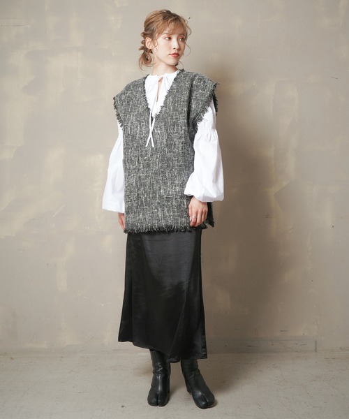 Lull（ルル）の「【Lull / ルル】フリンジツイードベスト（ベスト・レディース・アイボリー/ベージュ/ブラック・ONESIZE）」の18枚目の写真