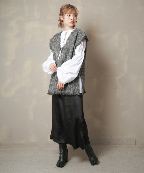 Lull（ルル）の「【Lull / ルル】フリンジツイードベスト（ベスト・レディース・アイボリー/ベージュ/ブラック・ONESIZE）」の19枚目の写真