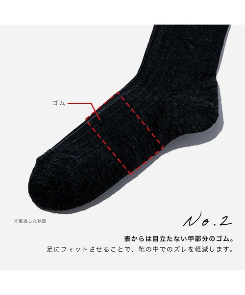 CHICSTOCKS(シックストックス)の「ウールドレスリブソックス(ソックス/靴下・メンズ・ブラック/ネイビー/チャコールグレー・LARGE/MEDIUM/SMALL)」の5枚目の写真