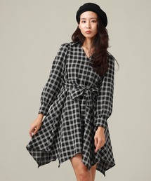 チェックミニシャツワンピース