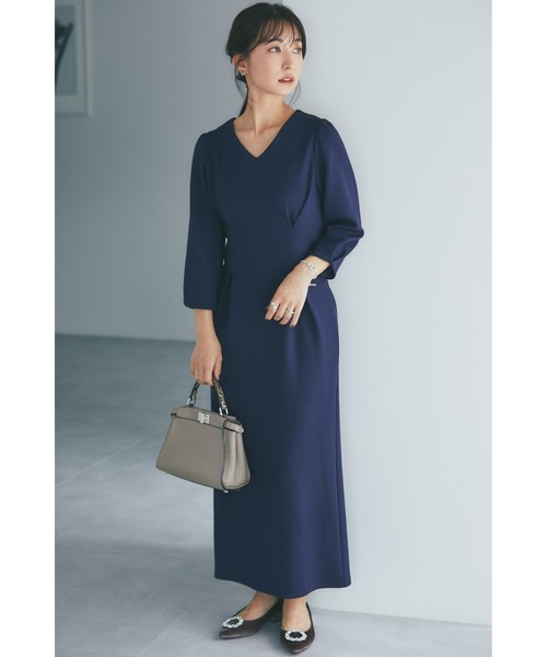 &. NOSTALGIA(アンドドットノスタルジア)の「【yuumiさんコラボ】ダンボールポンチタックワンピース(ワンピース・レディース・アイボリー/ダークネイビー・FREE)」の1枚目の写真