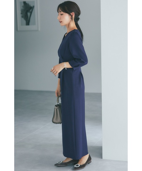 &. NOSTALGIA(アンドドットノスタルジア)の「【yuumiさんコラボ】ダンボールポンチタックワンピース(ワンピース・レディース・アイボリー/ダークネイビー・FREE)」の3枚目の写真