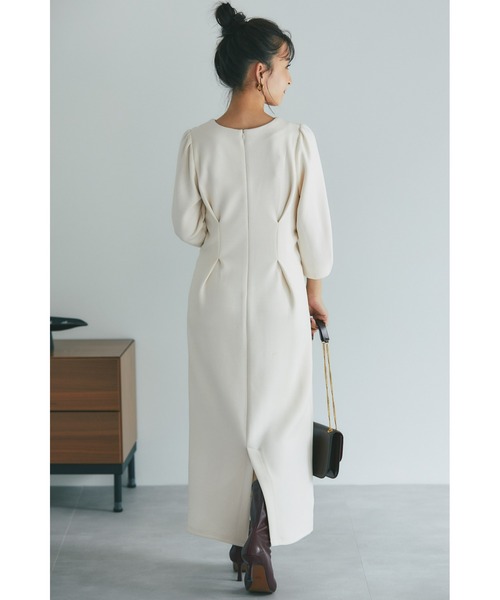 &. NOSTALGIA(アンドドットノスタルジア)の「【yuumiさんコラボ】ダンボールポンチタックワンピース(ワンピース・レディース・アイボリー/ダークネイビー・FREE)」の7枚目の写真