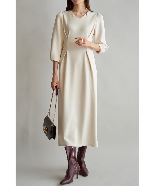 &. NOSTALGIA(アンドドットノスタルジア)の「【yuumiさんコラボ】ダンボールポンチタックワンピース(ワンピース・レディース・アイボリー/ダークネイビー・FREE)」の8枚目の写真