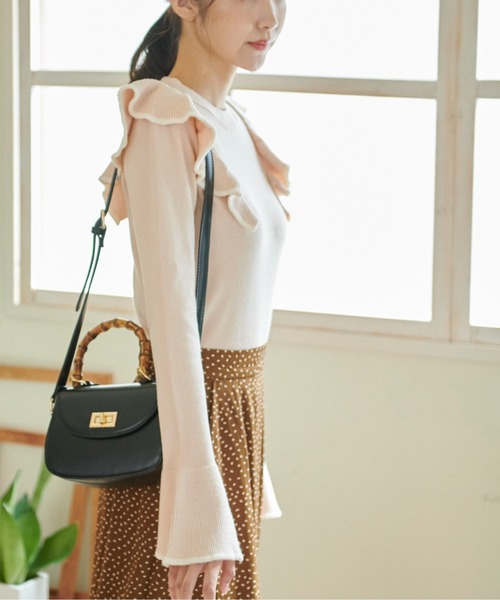 FREE'S MART（フリーズマート）の「◆【WEB限定】トリミング畦フリルコンパクトニット（ニット/セーター・レディース・ベージュ/イエロー/グリーン/ブラック・FREE）」の17枚目の写真