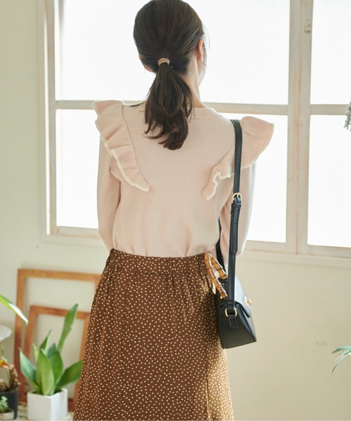 FREE'S MART（フリーズマート）の「◆【WEB限定】トリミング畦フリルコンパクトニット（ニット/セーター・レディース・ベージュ/イエロー/グリーン/ブラック・FREE）」の20枚目の写真