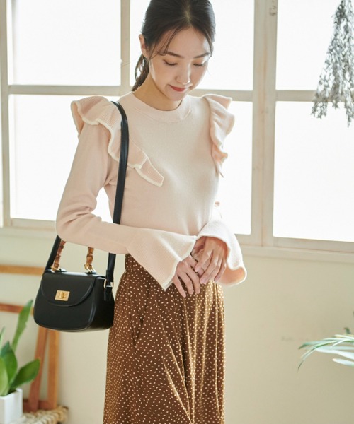 FREE'S MART（フリーズマート）の「◆【WEB限定】トリミング畦フリルコンパクトニット（ニット/セーター・レディース・ベージュ/イエロー/グリーン/ブラック・FREE）」の16枚目の写真