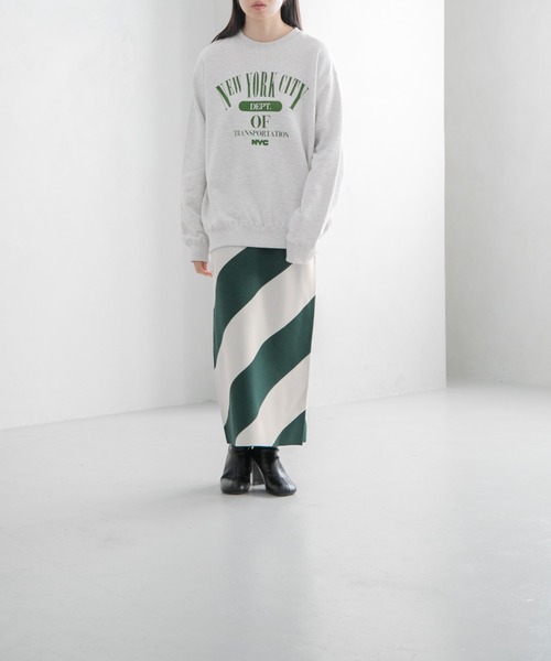 yuw（ユウ）の「バイアスボーダーニットタイトスカート　178503（スカート・レディース・ブラック/ネイビー/グリーン・FREE）」の12枚目の写真