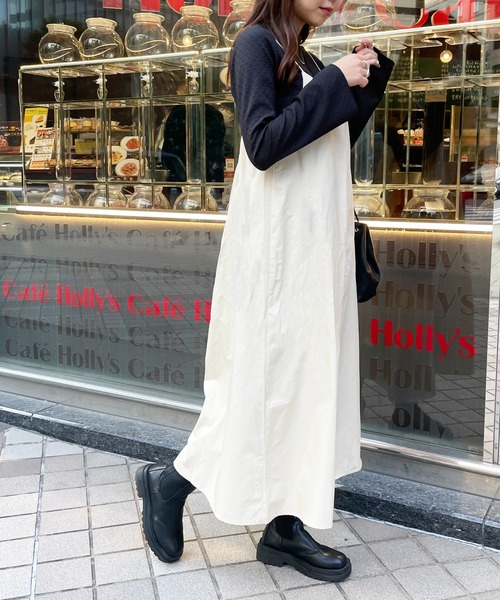 Meli rich（メリーリッチ）の「バックギャザーキャミワンピース（ジャンパースカート・レディース・ライトベージュ/ブラック/オレンジ・MEDIUM）」の18枚目の写真