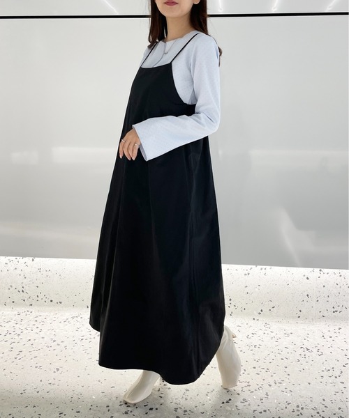 Meli rich（メリーリッチ）の「バックギャザーキャミワンピース（ジャンパースカート・レディース・ライトベージュ/ブラック/オレンジ・MEDIUM）」の8枚目の写真