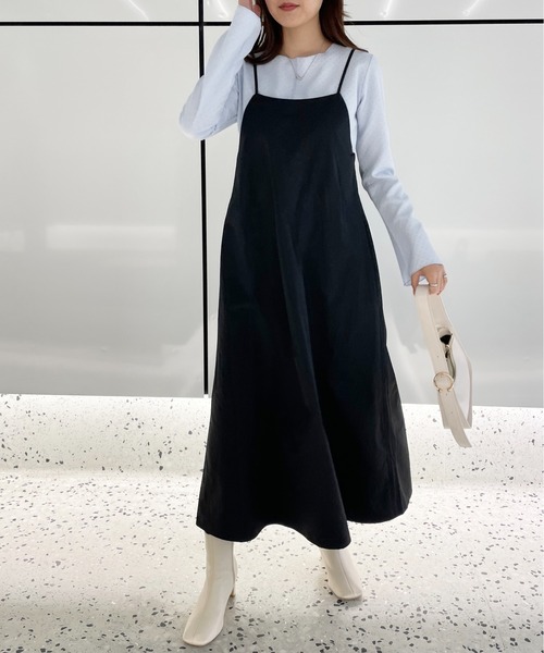 Meli rich（メリーリッチ）の「バックギャザーキャミワンピース（ジャンパースカート・レディース・ライトベージュ/ブラック/オレンジ・MEDIUM）」の10枚目の写真