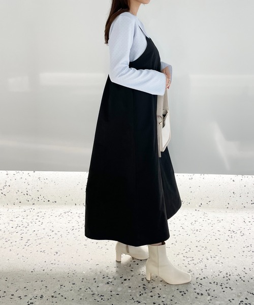 Meli rich（メリーリッチ）の「バックギャザーキャミワンピース（ジャンパースカート・レディース・ライトベージュ/ブラック/オレンジ・MEDIUM）」の15枚目の写真