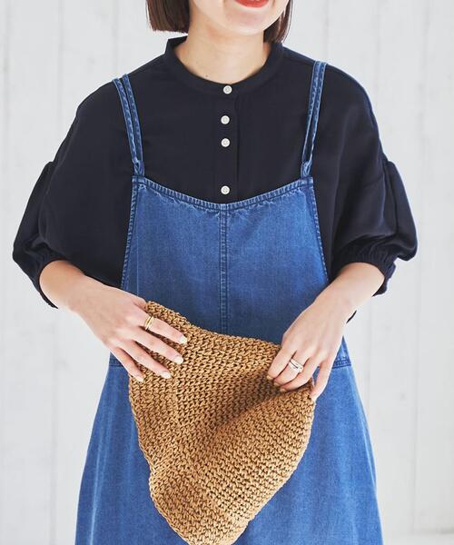 coen(コーエン)の「接触冷感ボリュームスリーブブラウス(シャツ/ブラウス・レディース・ネイビー/イエロー/ターコイズブルー/オフホワイト・M/L)」の3枚目の写真