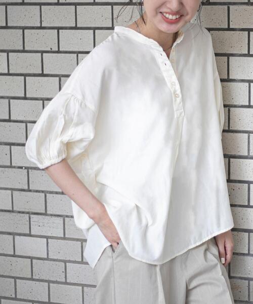 coen(コーエン)の「接触冷感ボリュームスリーブブラウス(シャツ/ブラウス・レディース・ネイビー/イエロー/ターコイズブルー/オフホワイト・M/L)」の2枚目の写真