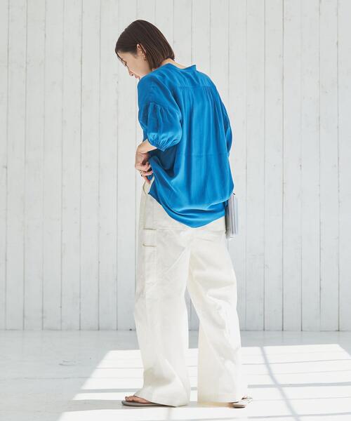 coen(コーエン)の「接触冷感ボリュームスリーブブラウス(シャツ/ブラウス・レディース・ネイビー/イエロー/ターコイズブルー/オフホワイト・M/L)」の15枚目の写真