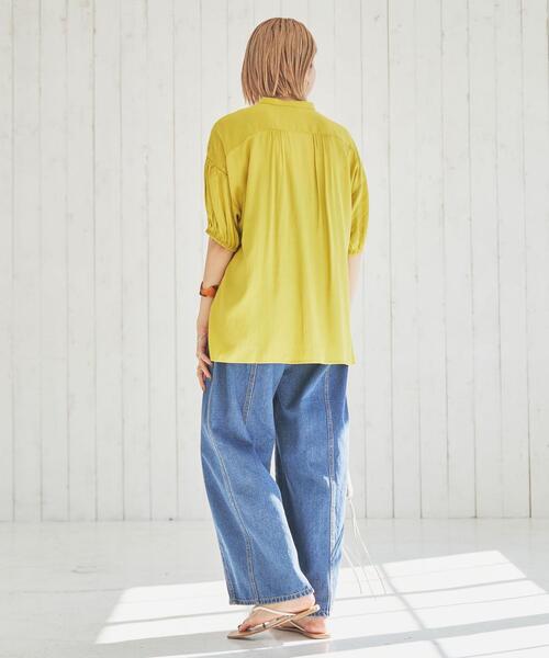 coen(コーエン)の「接触冷感ボリュームスリーブブラウス(シャツ/ブラウス・レディース・ネイビー/イエロー/ターコイズブルー/オフホワイト・M/L)」の22枚目の写真