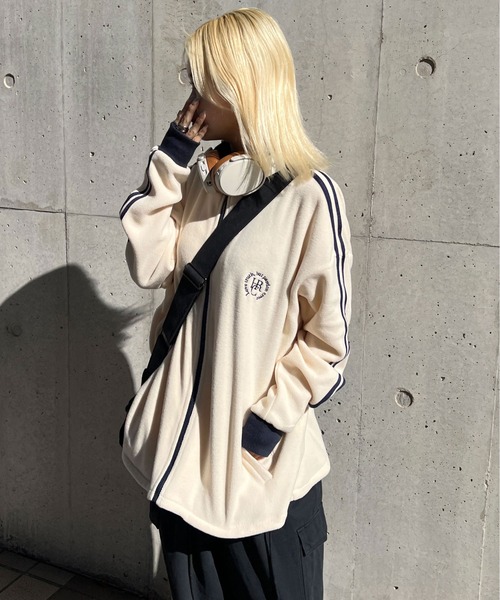 sedacle（セダクル）の「フリーススタンドネックトラックジャケット（スウェット・メンズ・カーキ/アイボリー/オレンジ・MEDIUM/LARGE）」の4枚目の写真