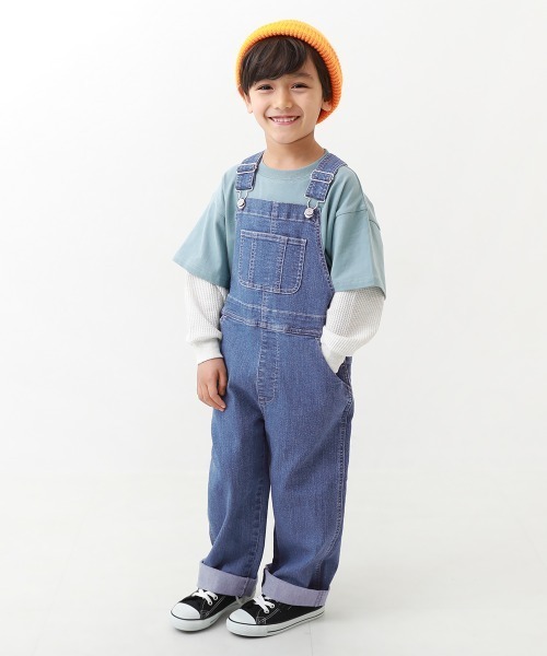 devirock（デビロック）の「楽デニム サロペット（サロペット/オーバーオール・キッズ・ネイビー/サックスブルー・100cm/110cm/120cm/130cm/140cm/150cm/160cm）」の5枚目の写真