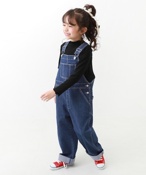 devirock（デビロック）の「楽デニム サロペット（サロペット/オーバーオール・キッズ・ネイビー/サックスブルー・100cm/110cm/120cm/130cm/140cm/150cm/160cm）」の4枚目の写真